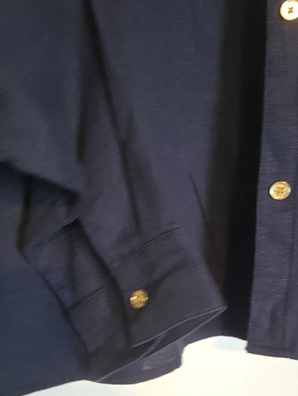 Michael Kors Navy Button-Front Shirt Linen